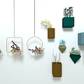 Decorative Hanging And Wall Mounted Bonsai Potted Plants With Various Shaped Containers