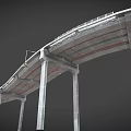 Modern Concrete Highway Bridge With Curved Deck Support Piers And Guardrails