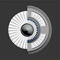 Detailed Industrial Equipment with Gears Blades and Conical Tip in Cross Sectional View