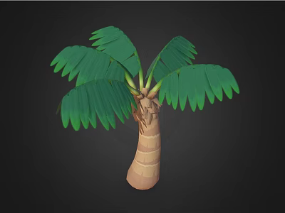 Green Leafy Palm Tree With Brown Textured Trunk And Lush Foliage 3d model