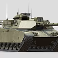 Modern Sand Colored Military Tank With Turret Cannon Tracks And Antennas