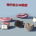 Modern Pillow 3D Models Featuring Various Shapes and Colors for Interior Decor