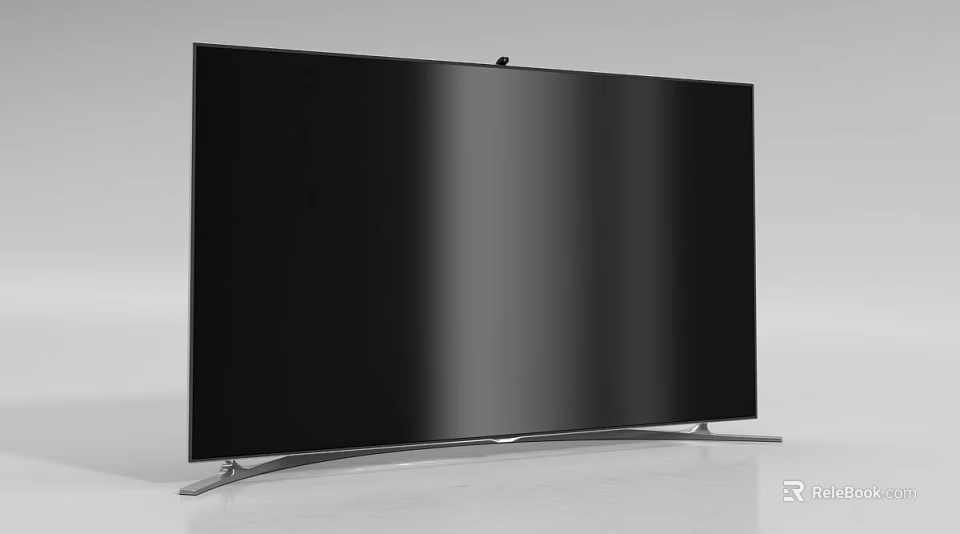 Modern Curved Television With Ultra Thin Screen And Sleek Silver Stand 3d model 