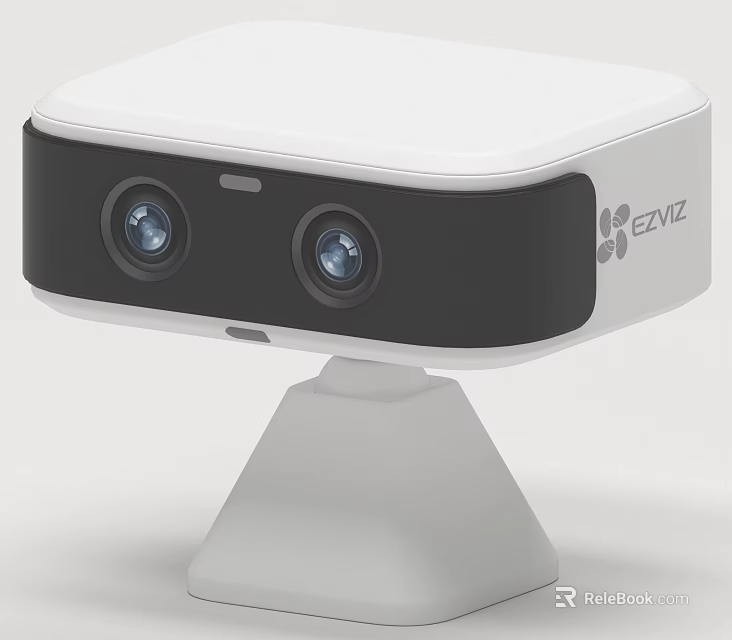 EZVIZ Dual Lens Daytime Electrical Appliance With White Black Design And Base Stand 3d model 