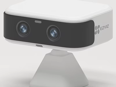 EZVIZ Dual Lens Daytime Electrical Appliance With White Black Design And Base Stand 3d model