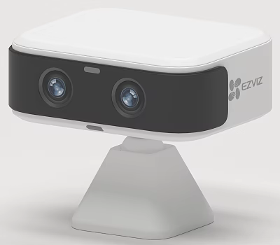 EZVIZ Dual Lens Daytime Electrical Appliance With White Black Design And Base Stand 3d model
