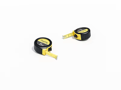 Two Black And Yellow Retractable Tape Measures As Practical Hardware Tools 3d model
