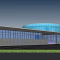 Modern Office Building Architectural Design With Glass Facade And Circular Structure 3d model