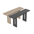 Modern Wooden Dining Table Set With Bench And Contrasting Light Dark Design 3d model