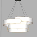 Modern Sleek Chandelier With White Circular Rings And Illuminated Design For Interior Spaces