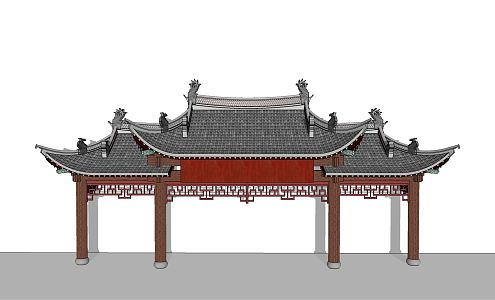 Chinese-style gate head 3d model