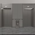 Elegant Modern Elevator Corridor Interior Design With Polished Marble Floor And Two Sleek Elevator Doors