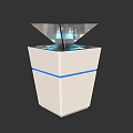 Projection Monitoring Device Featuring Transparent Pyramid White Base 3D Display and Blue Light Strip