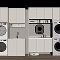Modern Balcony Cabinet Design With Washing Machine Dryer Sink And Storage Space