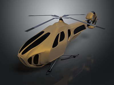 Golden Aerospace Helicopter With Streamlined Design For Space Exploration Missions 3d model