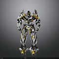 Humanoid Robot Character With Yellow And White Armored Mechanical Design