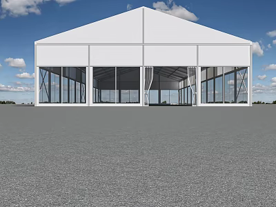 White Canopy Tent With Large Glass Windows Modern Outdoor Event Structure 3d model