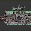 Vintage Green Industrial Machinery With Rusty Metal Components And Pipes