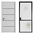 Modern Hinged Doors White Paneled Black Framed Frosted Glass With Gold And Black Handles