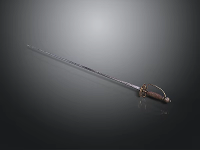 Ancient Historical Sword With Polished Metal Blade And Ornate Hilt Design 3d model