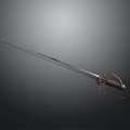 Ancient Historical Sword With Polished Metal Blade And Ornate Hilt Design