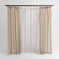 Elegant Beige And White Curtains With Sheer Fabric And Lace Details For Home Interior