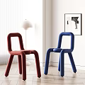 Modern Curved Leisure Chairs in Red and Blue for Stylish Living Interior