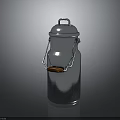Vintage Silver Metal Milk Can With Wooden Handle And Shiny Surface Design