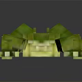 Pixel Art Crocodile Made Of Green And Yellow Blocks On Black Background With Reflection