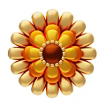 Bright Yellow and Orange Flower with Layered Petals and Brown Center