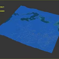 Detailed 3D Topographic Map Displaying Green Land Areas Blue Water Bodies Mountains And Lakes