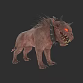 Fierce Mythical Demon Hound With Spiked Collar Fiery Red Eyes And Sharp Fangs