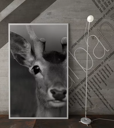 Modern animal painting deer's gaze 3d model Modern animal painting deer's gaze 3d model