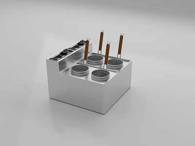 Stainless Steel Electric Kitchen Appliance With Multiple Burners And Control Knobs 3d model