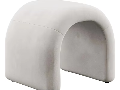 Modern Arched Upholstered Stool In Light Gray With Curved Design For Indoor Use 3d model