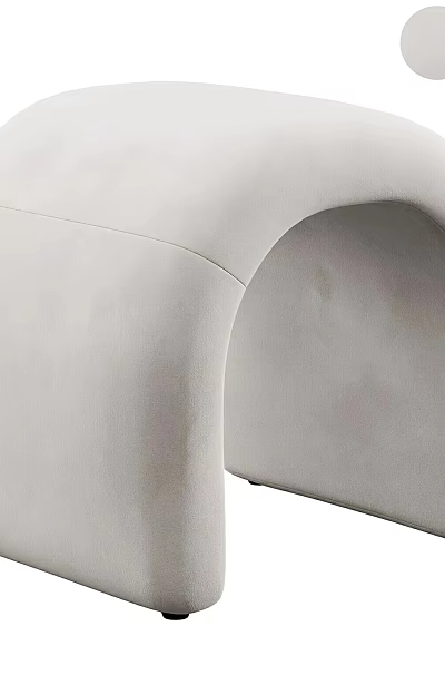 Modern Arched Upholstered Stool In Light Gray With Curved Design For Indoor Use 3d model