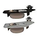 Modern Minimalist Coffee Table Design With White Tabletop Wooden Legs And Brown Ottoman