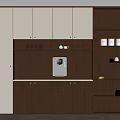 Modern Storage Cabinetry Interior Design With Water Dispenser Wooden White Shelves And Cups Jars