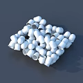 White Cylindrical And Spherical Objects Stacked In Pile On Gray Background 3d model