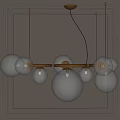 Modern Chandelier with Transparent Glass Balls and Golden Hoops Illuminated Design