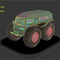 Light Green Cartoon Style Off Road Vehicle With Large Tires And Toy Like Design