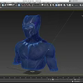 Game and Movie Character Black Panther Bust with Black Purple Patterned Suit and Muscular Design