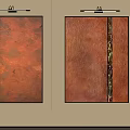 Abstract Textured Copper Toned Two Panel Wall Art With Metallic Embossed Details 3d model