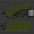 Green Mechanical Creature With Yellow Light Spring Black Cannons On Body And Legs