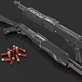 Detailed Modern Rifles And Red Bullets Arranged On Black Background Surface 3d model