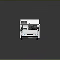 White Camper Van Toy Model Featuring Blue Accents And Modern Exterior Design