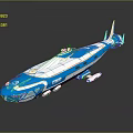 Blue And White Advanced Aerospace Spacecraft With Streamlined Design And Cockpit Features For Cosmic Journey