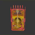 Yellow Electrical Measuring Device With Colorful Probes Dial Knob And Red Cable