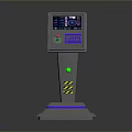 Modern Stand Control Panel Featuring Digital Display Screen And Interface Buttons On Metallic Base