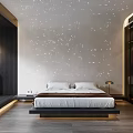 Modern Bedroom Interior With Starry Ceiling Platform Bed Built in Wardrobe And Ambient Lighting 3d model